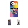 MARSİLYAN™- iPhone 12 Pro Max Kılıf Siluet Çizgi Koleksiyonu - Siyah Bilvis Hayalet Cam Ekran Koruyucu + Neon Fosforlu Kamera Lens - SI