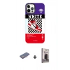 MARSİLYAN™- iPhone 12 Pro Max Kılıf Siluet Çizgi Koleksiyonu - Siyah Bilvis Hayalet Cam Ekran Koruyucu + Renkli Kamera Lens Koruma Cam - PE