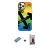 MARSİLYAN™- iPhone 12 Pro Max Kılıf Siluet Çizgi Koleksiyonu - Siyah Bilvis Hayalet Cam Ekran Koruyucu + Shine Kamera Lens Koruma Cam - GS