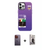 MARSİLYAN™- iPhone 12 Pro Max Kılıf Siluet Çizgi Koleksiyonu - Siyah Bilvis Hayalet Cam Ekran Koruyucu + Neon Fosforlu Kamera Lens - TU