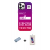 MARSİLYAN™- iPhone 12 Pro Max Kılıf Siluet Çizgi Koleksiyonu - Siyah Joko 5D Cam + Mavi Shine Kamera Lens Koruma Cam