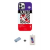 MARSİLYAN™- iPhone 12 Pro Max Kılıf Siluet Çizgi Koleksiyonu - Siyah Joko 5D Cam + Mavi Shine Kamera Lens Koruma Cam