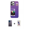 MARSİLYAN™- iPhone 12 Pro Max Kılıf Siluet Çizgi Koleksiyonu - Siyah Joko 5D Cam + Neon Fosforlu Kamera Lens - MI