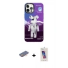 MARSİLYAN™- iPhone 12 Pro Max Kılıf Siluet Çizgi Koleksiyonu - Siyah Joko 5D Cam + Renkli Kamera Lens Koruma Cam - TU