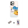MARSİLYAN™- iPhone 12 Pro Max Kılıf Siluet Çizgi Koleksiyonu - Siyah Joko 5D Cam + Shine Kamera Lens Koruma Cam - SABE