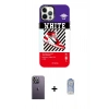 MARSİLYAN™- iPhone 12 Pro Max Kılıf Siluet Çizgi Koleksiyonu - Siyah Joko Magic 5D Cam + Beyaz Neon Fosforlu Kamera Lens