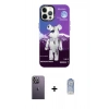 MARSİLYAN™- iPhone 12 Pro Max Kılıf Siluet Çizgi Koleksiyonu - Siyah Joko Magic 5D Cam + Beyaz Neon Fosforlu Kamera Lens