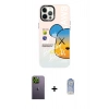 MARSİLYAN™- iPhone 12 Pro Max Kılıf Siluet Çizgi Koleksiyonu - Siyah Joko Magic 5D Cam + Neon Fosforlu Kamera Lens - YL