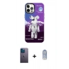 MARSİLYAN™- iPhone 12 Pro Max Kılıf Siluet Çizgi Koleksiyonu - Siyah Joko Magic 5D Cam + Neon Fosforlu Kamera Lens - MI