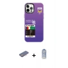 MARSİLYAN™- iPhone 12 Pro Max Kılıf Siluet Çizgi Koleksiyonu - Siyah Joko Magic 5D Cam + Pembe Renkli Kamera Lens Koruma Cam