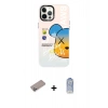 MARSİLYAN™- iPhone 12 Pro Max Kılıf Siluet Çizgi Koleksiyonu - Siyah Joko Magic 5D Cam + Shine Kamera Lens Koruma Cam - SABE