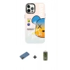MARSİLYAN™- iPhone 12 Pro Max Kılıf Siluet Çizgi Koleksiyonu - Siyah Joko Magic 5D Hayalet Cam + Gold Shine Kamera Lens Koruma Cam