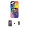 MARSİLYAN™- iPhone 12 Pro Max Kılıf Siluet Çizgi Koleksiyonu - Siyah Joko Magic 5D Hayalet Cam + Neon Fosforlu Kamera Lens - TU