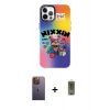 MARSİLYAN™- iPhone 12 Pro Max Kılıf Siluet Çizgi Koleksiyonu - Siyah Joko Magic 5D Hayalet Cam + Neon Fosforlu Kamera Lens - SI