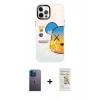MARSİLYAN™- iPhone 12 Pro Max Kılıf Siluet Çizgi Koleksiyonu - Siyah Mat Seramik Nano Ekran Koruyucu + Neon Fosforlu Kamera Lens - MI