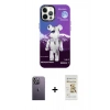 MARSİLYAN™- iPhone 12 Pro Max Kılıf Siluet Çizgi Koleksiyonu - Siyah Mat Seramik Nano Ekran Koruyucu + Neon Fosforlu Kamera Lens - BZ
