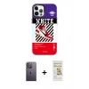 MARSİLYAN™- iPhone 12 Pro Max Kılıf Siluet Çizgi Koleksiyonu - Siyah Mat Seramik Nano Ekran Koruyucu + Neon Fosforlu Kamera Lens - BZ