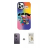 MARSİLYAN™- iPhone 12 Pro Max Kılıf Siluet Çizgi Koleksiyonu - Siyah Mat Seramik Nano Ekran Koruyucu + Neon Fosforlu Kamera Lens - BZ