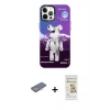 MARSİLYAN™- iPhone 12 Pro Max Kılıf Siluet Çizgi Koleksiyonu - Siyah Mat Seramik Nano Ekran Koruyucu + Renkli Kamera Lens Koruma Cam - SI