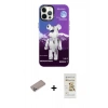 MARSİLYAN™- iPhone 12 Pro Max Kılıf Siluet Çizgi Koleksiyonu - Siyah Mat Seramik Nano Ekran Koruyucu + Sierra Blue Shine Kamera Lens Koruma Cam