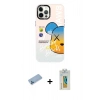 MARSİLYAN™- iPhone 12 Pro Max Kılıf Siluet Çizgi Koleksiyonu - Siyah Polymer Nano Ekran Koruyucu + Shine Kamera Lens Koruma Cam - MI