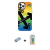 MARSİLYAN™- iPhone 12 Pro Max Kılıf Siluet Çizgi Koleksiyonu - Siyah Polymer Nano Ekran Koruyucu + Shine Kamera Lens Koruma Cam - MI
