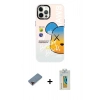 MARSİLYAN™- iPhone 12 Pro Max Kılıf Siluet Çizgi Koleksiyonu - Siyah Polymer Nano Ekran Koruyucu + Metal Kamera Lens Koruma Cam - KI