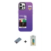 MARSİLYAN™- iPhone 12 Pro Max Kılıf Siluet Çizgi Koleksiyonu - Siyah Polymer Nano Ekran Koruyucu + Metal Kamera Lens Koruma Cam - KI