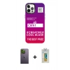 MARSİLYAN™- iPhone 12 Pro Max Kılıf Siluet Çizgi Koleksiyonu - Siyah Polymer Nano Ekran Koruyucu + Neon Fosforlu Kamera Lens - YL