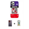 MARSİLYAN™- iPhone 12 Pro Max Kılıf Siluet Çizgi Koleksiyonu - Siyah Polymer Nano Ekran Koruyucu + Neon Fosforlu Kamera Lens - TU