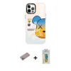MARSİLYAN™- iPhone 12 Pro Max Kılıf Siluet Çizgi Koleksiyonu - Siyah Polymer Nano Ekran Koruyucu + Shine Kamera Lens Koruma Cam - SABE