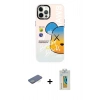 MARSİLYAN™- iPhone 12 Pro Max Kılıf Siluet Çizgi Koleksiyonu - Siyah Polymer Nano Ekran Koruyucu + Renkli Kamera Lens Koruma Cam - YL