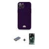 MARSİLYAN™- iPhone 12 Pro Max Kılıf Vadi Çizgi Prime - Şeffaf 360 Full Body Arka Koruyucu + Renkli Kamera Lens Koruma Cam - TU