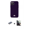 MARSİLYAN™- iPhone 12 Pro Max Kılıf Vadi Çizgi Prime - Şeffaf Temperli Cam Ekran Koruyucu + Renkli Kamera Lens Koruma Cam - SI