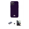 MARSİLYAN™- iPhone 12 Pro Max Kılıf Vadi Çizgi Prime - Şeffaf Temperli Cam Ekran Koruyucu + Renkli Kamera Lens Koruma Cam - TU