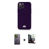 MARSİLYAN™- iPhone 12 Pro Max Kılıf Vadi Çizgi Prime - Şeffaf Temperli Cam Ekran Koruyucu + Neon Fosforlu Kamera Lens - YL