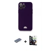 MARSİLYAN™- iPhone 12 Pro Max Kılıf Vadi Çizgi Prime - Şeffaf Temperli Cam Ekran Koruyucu + Renkli Kamera Lens Koruma Cam - YL