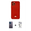 MARSİLYAN™- iPhone 12 Pro Max Kılıf Vadi Çizgi Prime - Şeffaf Uv Polymer Nano Ekran Koruyucu + Mavi Neon Fosforlu Kamera Lens