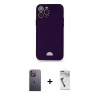 MARSİLYAN™- iPhone 12 Pro Max Kılıf Vadi Çizgi Prime - Şeffaf Uv Polymer Nano Ekran Koruyucu + Neon Fosforlu Kamera Lens - BZ