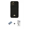 MARSİLYAN™- iPhone 12 Pro Max Kılıf Vadi Çizgi Prime - Şeffaf Uv Polymer Nano Ekran Koruyucu + Pembe Shine Kamera Lens Koruma Cam