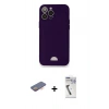 MARSİLYAN™- iPhone 12 Pro Max Kılıf Vadi Çizgi Prime - Şeffaf Uv Polymer Nano Ekran Koruyucu + Renkli Kamera Lens Koruma Cam - TU