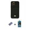 MARSİLYAN™- iPhone 12 Pro Max Kılıf Vadi Çizgi Prime - Siyah 18D Cam Ekran Koruyucu + Metal Kamera Lens Koruma Cam - GD