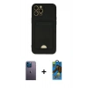 MARSİLYAN™- iPhone 12 Pro Max Kılıf Vadi Çizgi Prime - Siyah 18D Cam Ekran Koruyucu + Neon Fosforlu Kamera Lens - MI