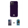 MARSİLYAN™- iPhone 12 Pro Max Kılıf Vadi Çizgi Prime - Siyah 18D Cam Ekran Koruyucu + Neon Fosforlu Kamera Lens - MI