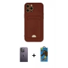 MARSİLYAN™- iPhone 12 Pro Max Kılıf Vadi Çizgi Prime - Siyah 18D Cam Ekran Koruyucu + Neon Fosforlu Kamera Lens - BZ