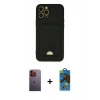 MARSİLYAN™- iPhone 12 Pro Max Kılıf Vadi Çizgi Prime - Siyah 18D Cam Ekran Koruyucu + Neon Fosforlu Kamera Lens - TU