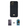 MARSİLYAN™- iPhone 12 Pro Max Kılıf Vadi Çizgi Prime - Siyah 18D Cam Ekran Koruyucu + Neon Fosforlu Kamera Lens - BZ