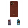 MARSİLYAN™- iPhone 12 Pro Max Kılıf Vadi Çizgi Prime - Siyah 18D Cam Ekran Koruyucu + Neon Fosforlu Kamera Lens - TU