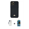MARSİLYAN™- iPhone 12 Pro Max Kılıf Vadi Çizgi Prime - Siyah 18D Cam Ekran Koruyucu + Shine Kamera Lens - LT
