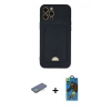 MARSİLYAN™- iPhone 12 Pro Max Kılıf Vadi Çizgi Prime - Siyah 18D Cam Ekran Koruyucu + Renkli Kamera Lens Koruma Cam - YL